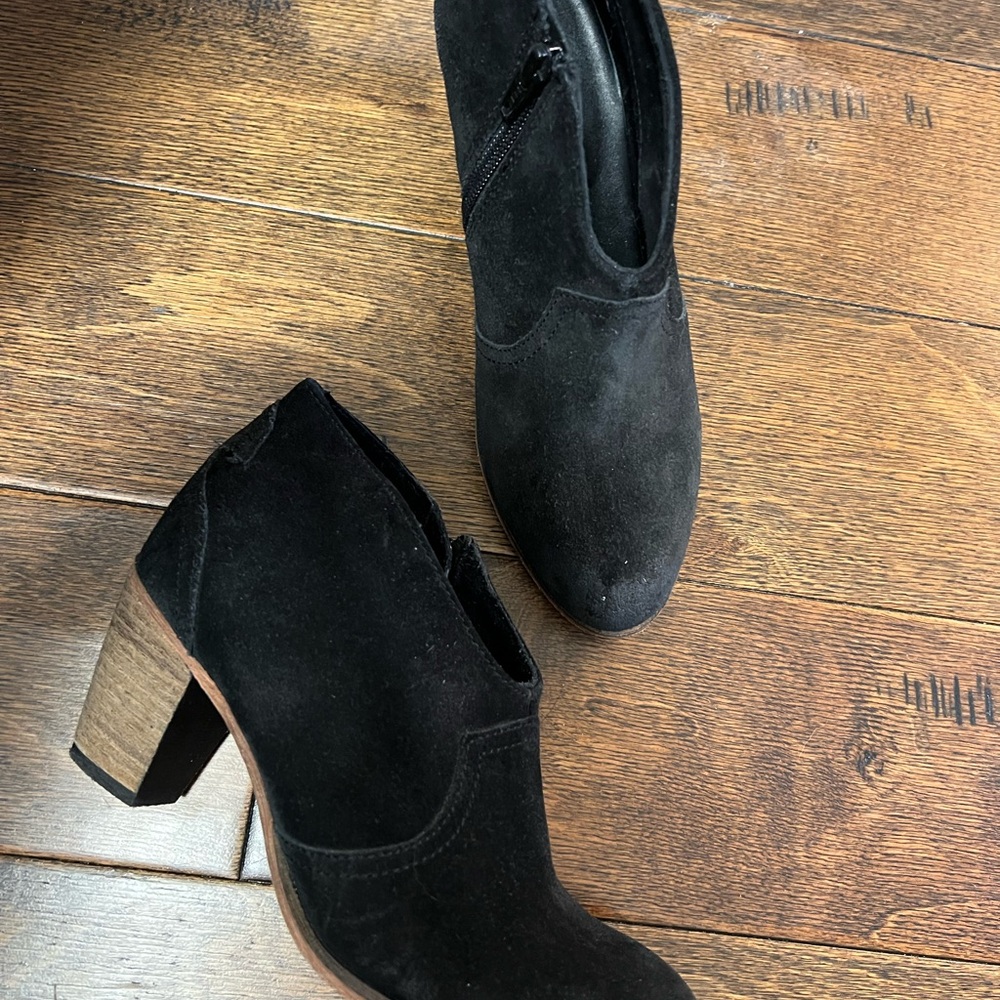 OTBT Black Suede Block Heel Ankle Boots